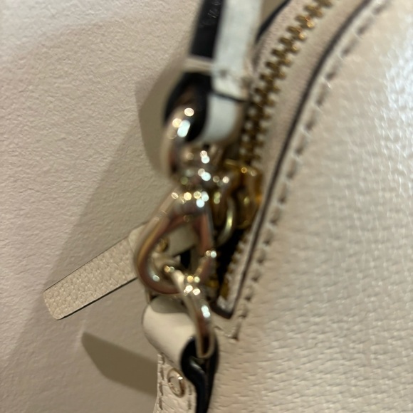 KATE SPADE NEW YORK Leather Cream Ecru Pink Lining Purse Crossbody Satchel - Picture 10 of 14